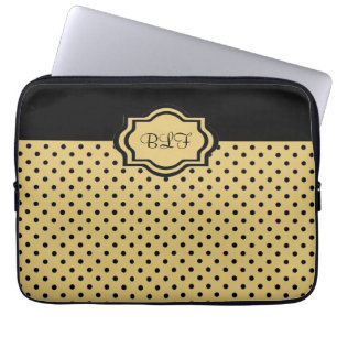 chic ipad sleeve, kakki/svart prickmonogram laptop fodral