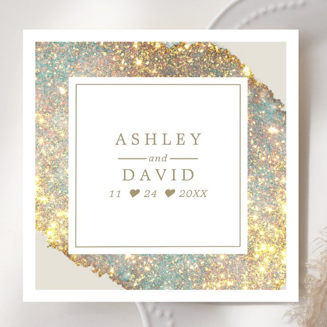 Chic Iridescent Holograf Glitter Bröllop Pappersservett (Skapare uppladdad)