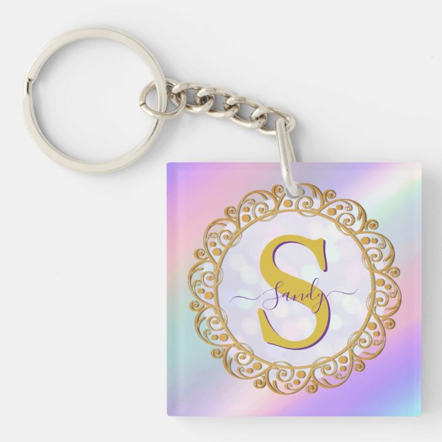 Chic Iridescent Initial With Gold Scrollwork (Framsidan)
