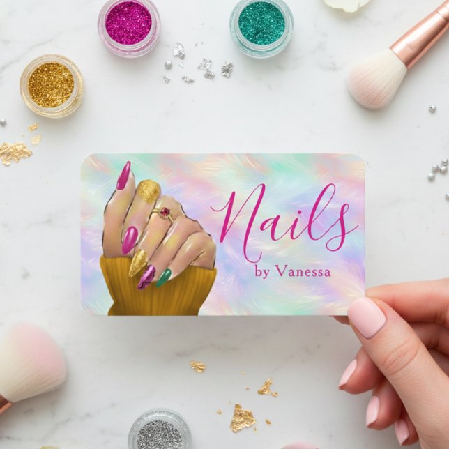 Chic Iridescent Opal Nagelsalong Manikyr Artist Visitkort (Skapare uppladdad)