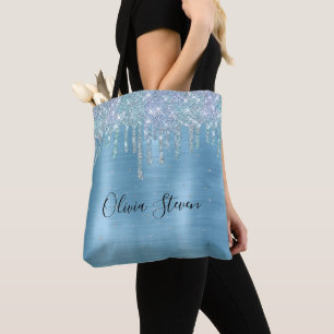 Chic isblått akvariefartyg som droppar glitter mon tygkasse