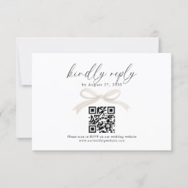 Chic Ivory Beige Bow Ribbon QR Code Bröllop OSA