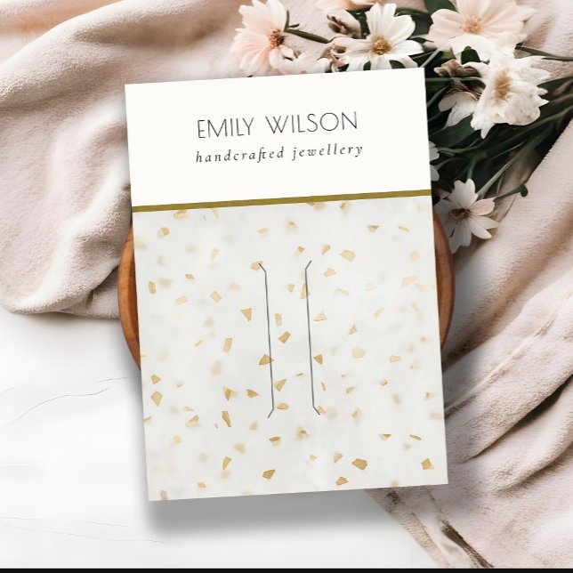 Chic Ivory Guld Terrazzo Struktur Hairpin Visning Visitkort (Skapare uppladdad)