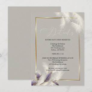 Chic Ivory Pampas Grass Amethyst Anthurium Inbjudningar