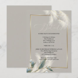 Chic Ivory Pampas Grass Teal Anthurium Inbjudningar