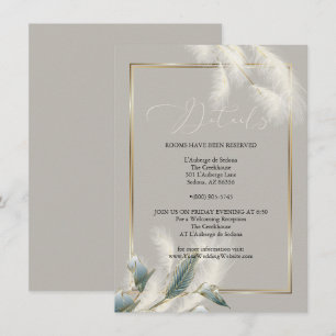 Chic Ivory Pampas Grass Teal Anthurium Inbjudningar