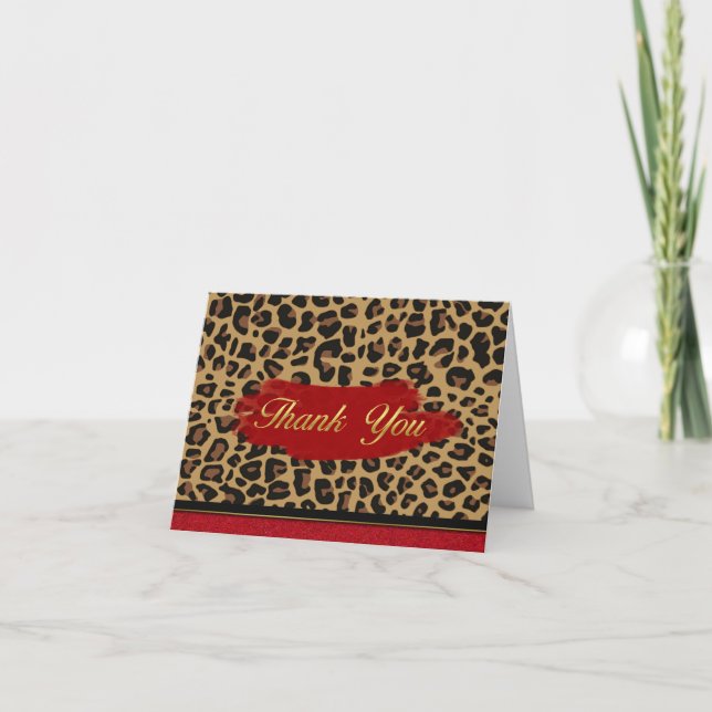 Chic Jaguar Print Tackkort Card (Framsida)
