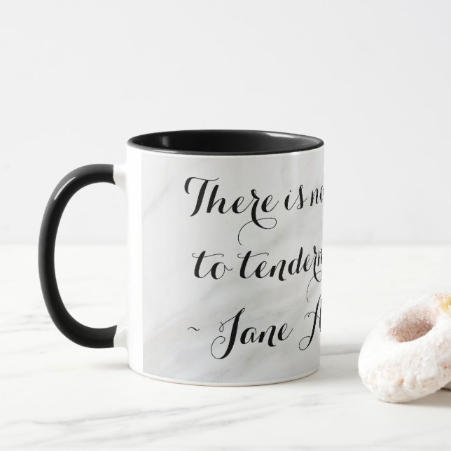 Chic Jane Austen Emma Bokcitat Svart Grå Marmor Mugg (Med munk)