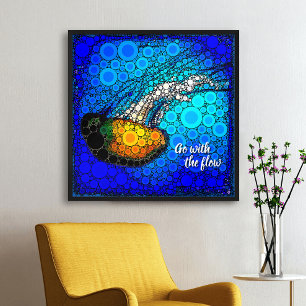 Chic Jellyfish Photo Circle Art "Gå med flödet" Poster