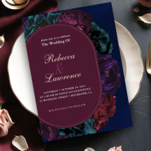 Chic jewel-toner blommigt burgundi bröllop
