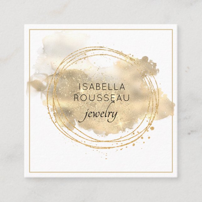 Chic Jewelry Designer Platinum Guld Glitter Fyrkantigt Visitkort (Framsida)
