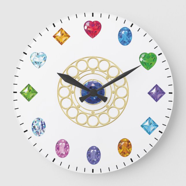 Chic Jewels and Gems Themed Large Clock Stor Klocka (Framsida)