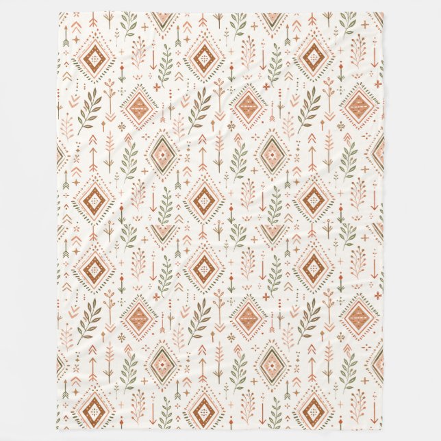 Chic jordnära boho regnbåge blad fleece filt konst (Framsidan)