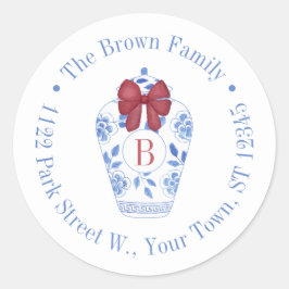 Chic jul Ginger Burk Monogram Returadress Runt Klistermärke