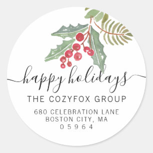 Chic jul Holly Berry Adress Runt Klistermärke