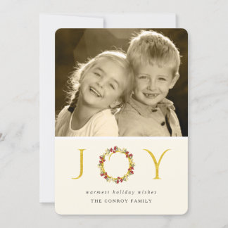 Chic Jul Joy Blommigt Utandningsluft Guld Glitter Julkort