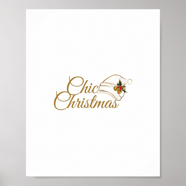 Chic jul - minimalisttomten Hat & Holly Desig Poster (Framsidan)