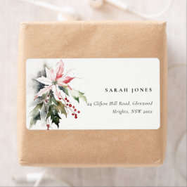 Chic jul Poinsettia Berries Foliage Adress Fraktsedel