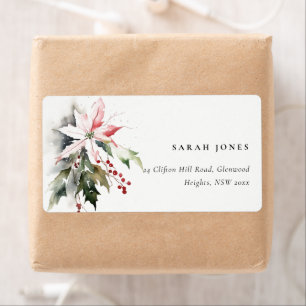 Chic jul Poinsettia Berries Foliage Adress Fraktsedel
