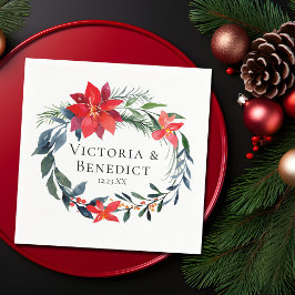 Chic Jul Poinsettia Blommigt Utandning Bröllop Pappersservett