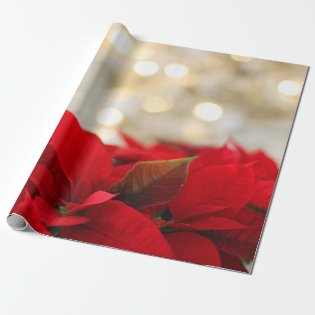 Chic jul Poinsettia Helgdag Presentpapper (Utrullad)
