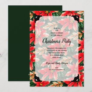 Chic jul Poinsettia och Faux Vellum Inbjudningar