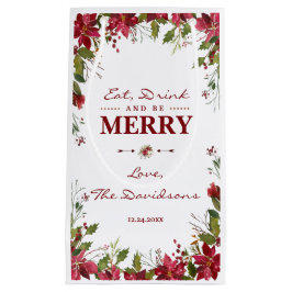 Chic Jul Red Poinsettia Eat Drink & be Merry