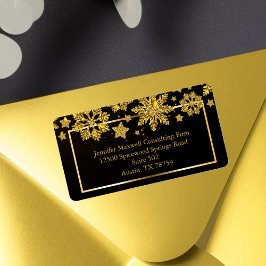 Chic Jul Snowflake Black Guld Returadress Adressetikett