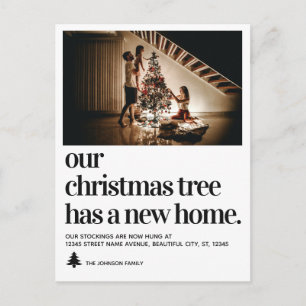 Chic Julgran New Home Photo Helgdag Flytta Meddelande Vykort
