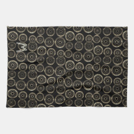 Chic Julhelg Anpassningsbar Monogram Guld Mönster Kökshandduk