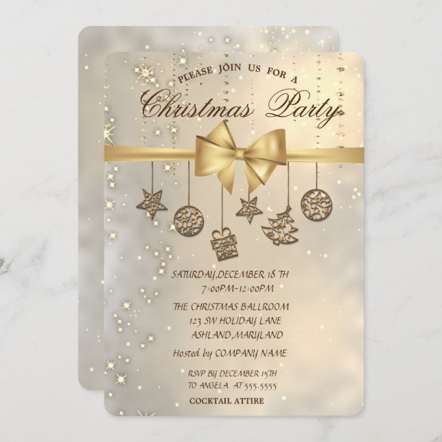 Chic julprydnader,Företag Party Inbjudningar (Fram/baksida)