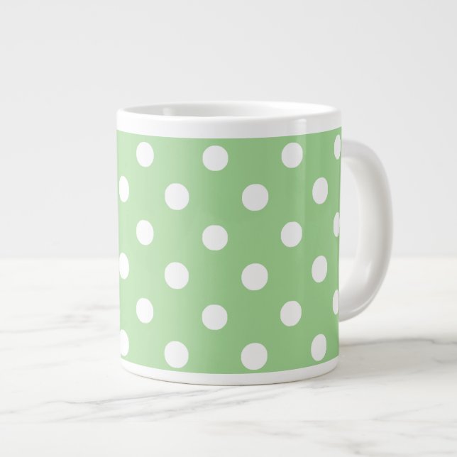 Chic Jumbo Coffee Mugg: White Polkas on Grönt Jumbo Mugg (Framsida höger)