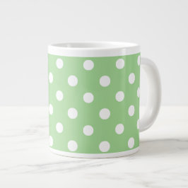 Chic Jumbo Coffee Mugg: White Polkas on Grönt Mugg