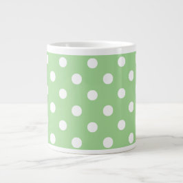 Chic Jumbo Coffee Mugg: White Polkas on Grönt Mugg