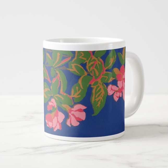 Chic Jumbo- Kaffe Mugg, Rosa Japonica på Blue Jumbo Mugg (Framsida höger)