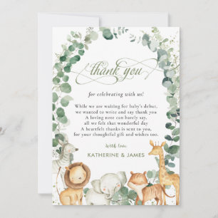 Chic Jungle Animals Greenery Baby Shower Tack Kort