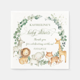 Chic Jungle Animals Greenery Neutralt Baby Shower Pappersservett