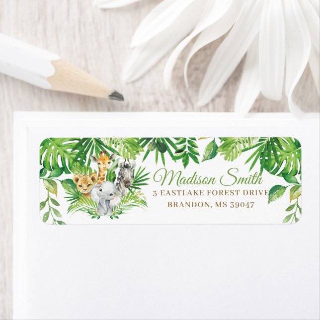 Chic Jungle Animals Greenery Returadress Returadress Etikett (Insitu)