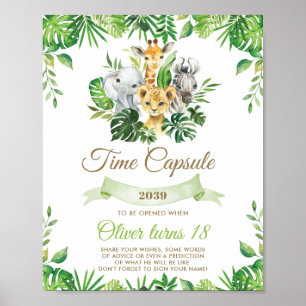 Chic Jungle Animals Greenery Time Capsule-tecken Poster