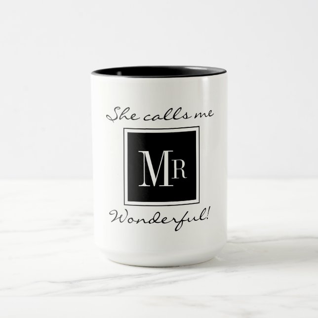 CHIC KAFFE MUG_ " HERR UNDERBAR" BLACK/WHITE MUGG (Center)