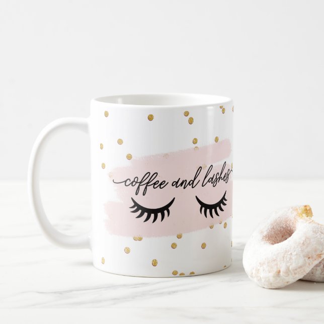 Chic  kaffe och Lash Faux Guld med Namn Kaffemugg (Med munk)
