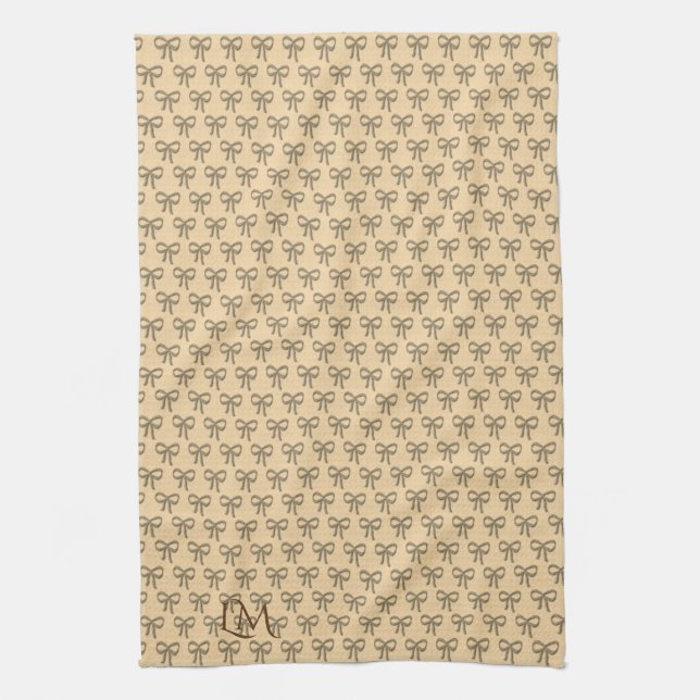 Chic Kall Bow Mönster Cream Beige Kökshandduk (Vertikal)