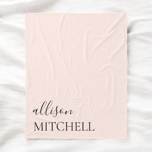 Chic Kalligrafi Monogram  Rosa Fleecefilt