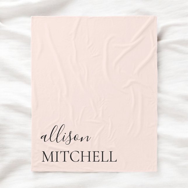 Chic Kalligrafi Monogram  Rosa Fleecefilt (Skapare uppladdad)