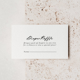 Chic Kalligraphy Elegant Diaper Raffle Biljett Tilläggskort