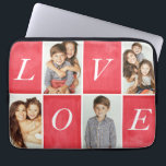 Chic Kärlek 4 Fotokollage Laptop Sleeve<br><div class="desc">Visa dina favoritfoton med den här snyggten 4-Fotokollage som säger "Kärlek".</div>