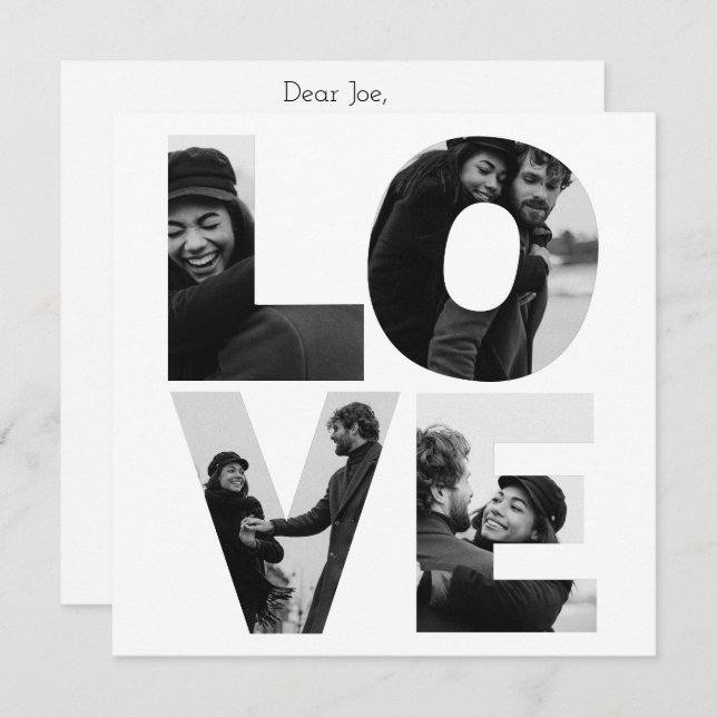Chic KÄRLEK Anpassningsbar Photo Family eller Coup Julkort (Fram/baksida)