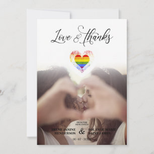 Chic Kärlek och tack för Heart-foto av Pridet Rain Kort