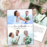 Chic Kärlek och tack Skriptskript Photo Collage Br<br><div class="desc">Modern Elegant Kärlek och tack för fotopatset 3 Photo Collage Bröllop, tack för ditt kort. Snyggt bröllop tackar dig för att du har en kortmall med tre (3) foto på framsidan och ett (1) foto på baksidan. Med texten "Kärlek och tack" i ett snabbt, kursivt, handskrivet calligrafi eller typografi i...</div>