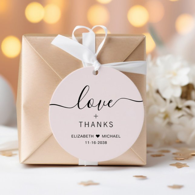 Chic Kärlek och tack till Rosa Bröllop Gåvor Etiketter (Skapare uppladdad)